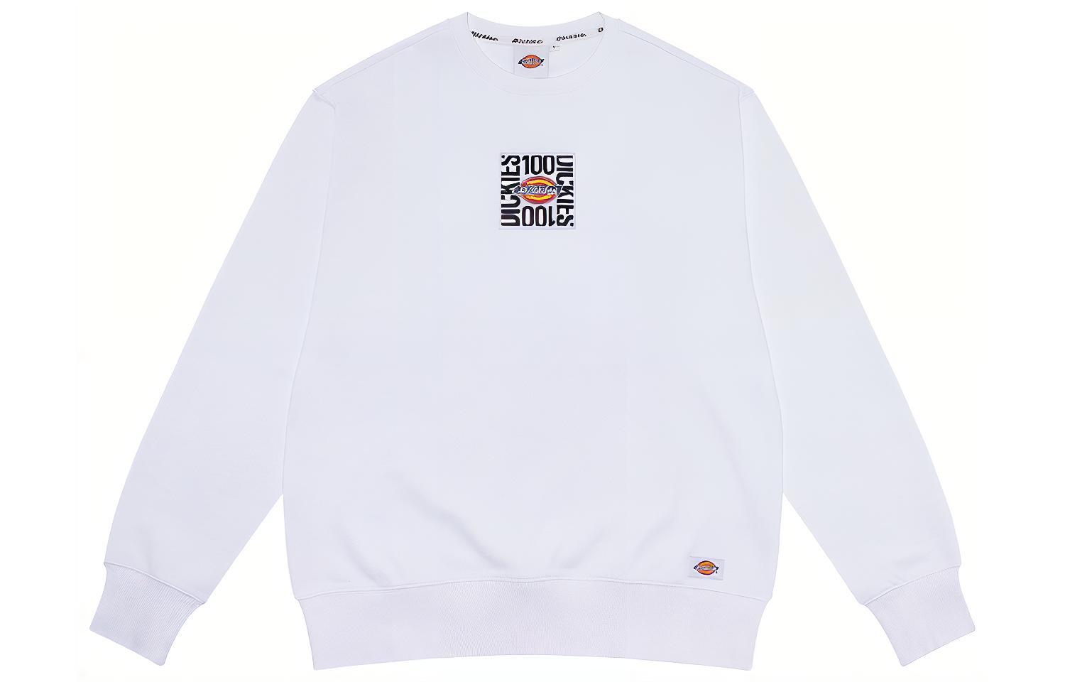 Dickies White Crewneck Sweatshirt with Front Patch & Back Logo Design Unisex DK010129C4D