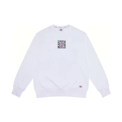 Dickies White Crewneck Sweatshirt with Front Patch & Back Logo Design Unisex DK010129C4D