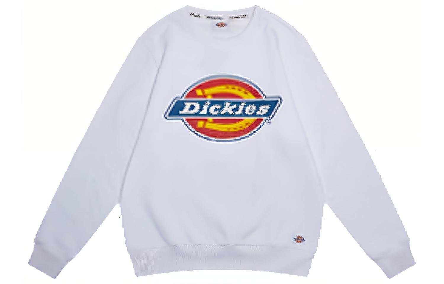 Dickies White Crewneck Sweatshirt with Letter Logo Print Casual Style DK009474-C4D