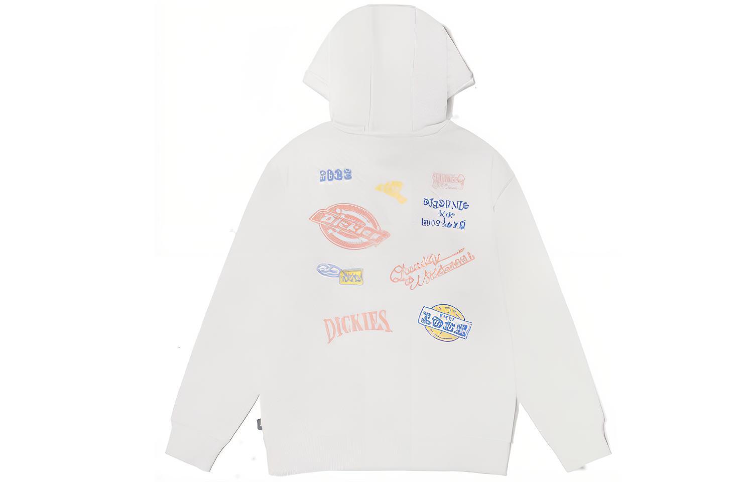 Dickies White Hooded Sweatshirt with Multi-Pattern Letter Print Unisex DK010385C4D