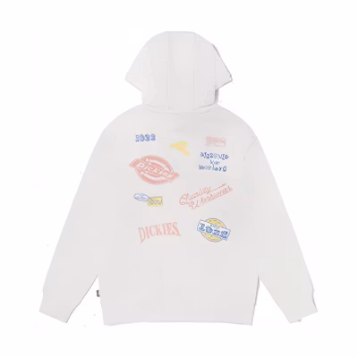 Dickies White Hooded Sweatshirt with Multi-Pattern Letter Print Unisex DK010385C4D