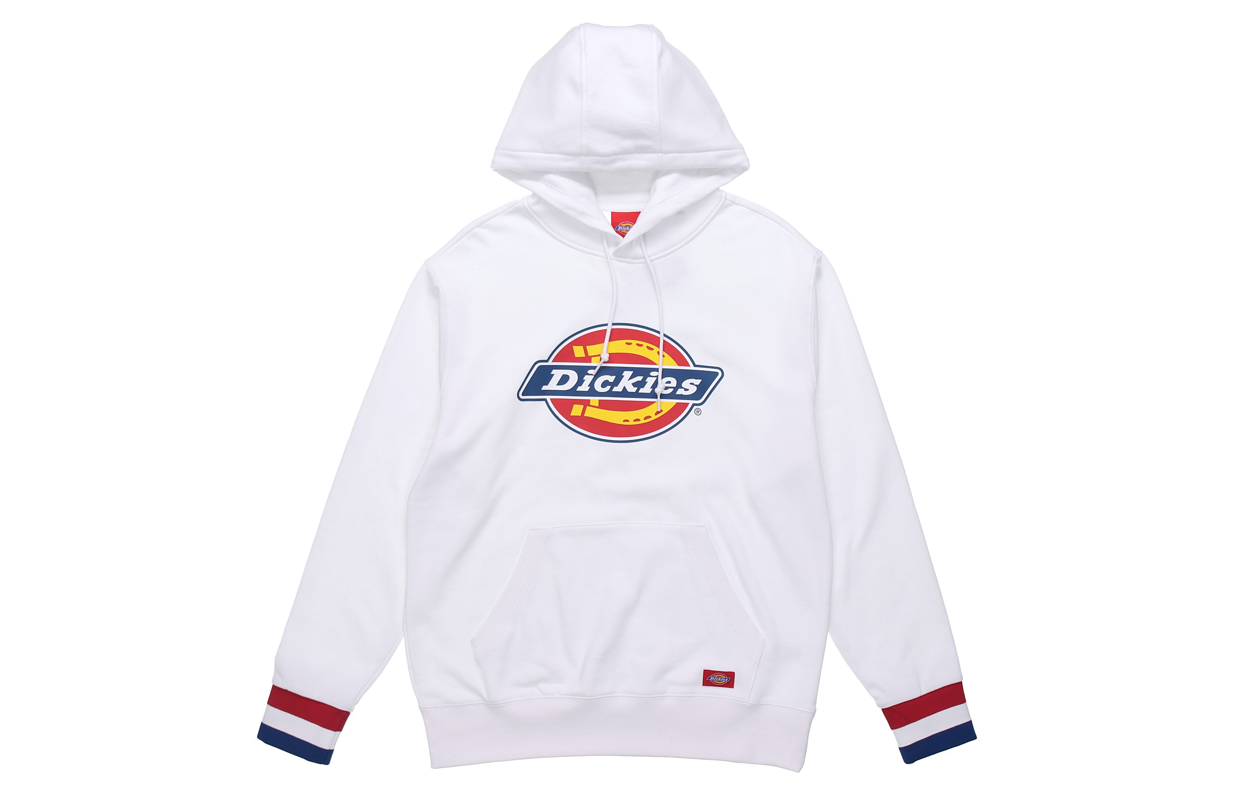 Dickies White Hoodie with Contrasting Cuff Stripes and Graphic Print DK007028C4D