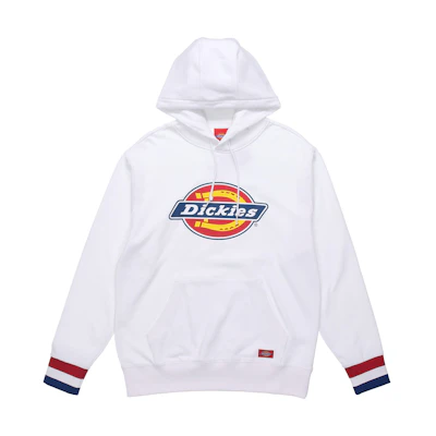 Dickies White Hoodie with Contrasting Cuff Stripes and Graphic Print DK007028C4D
