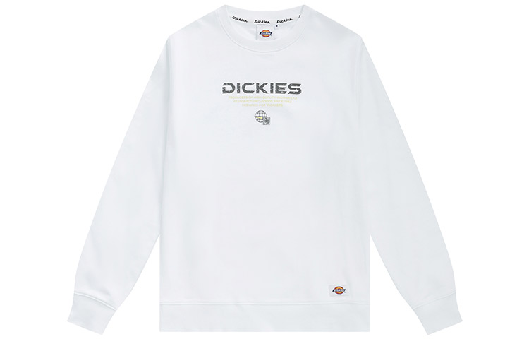Dickies White Long-Sleeve Pullover Sweatshirt with Letter Print DK011045C4D