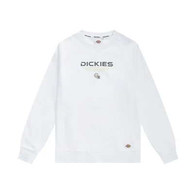 Dickies White Long-Sleeve Pullover Sweatshirt with Letter Print DK011045C4D