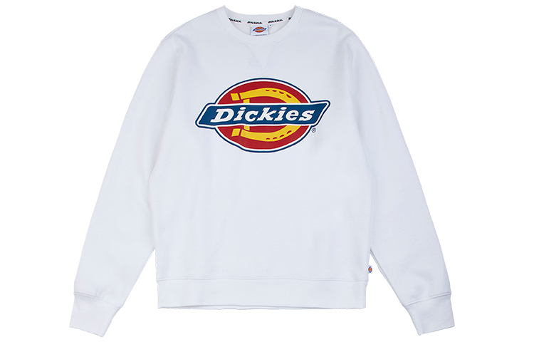 Dickies Winter Crewneck Sweatshirt White with Large Logo Print DK006862C4D