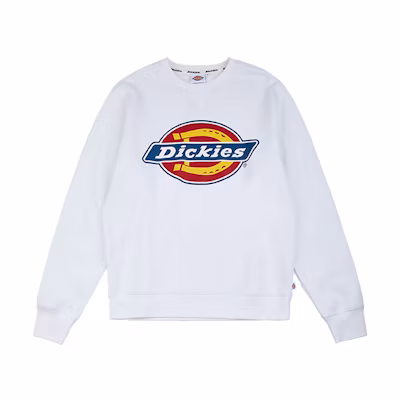 Dickies Winter Crewneck Sweatshirt White with Large Logo Print DK006862C4D