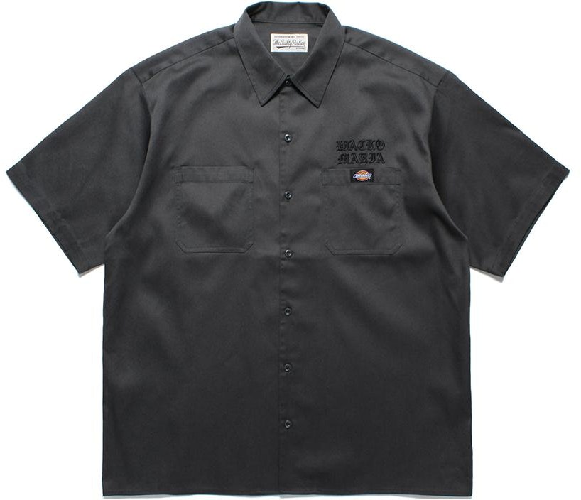 dickies-x-wacko-maria-ss-24-button-up-shirt-unisex-charcoal-with-embroidered-pocket-dc-01-ch