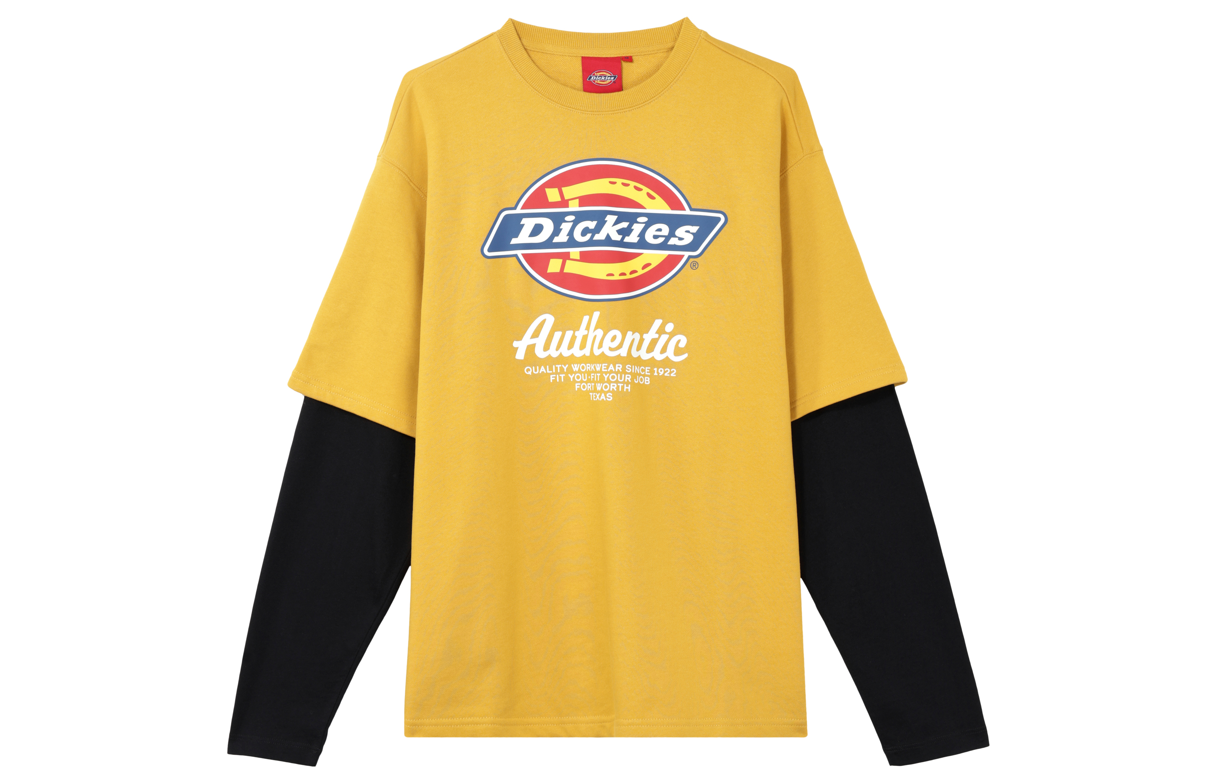 Dickies Yellow Cotton Layered Look Crewneck Casual Sweatshirt DK009592C011