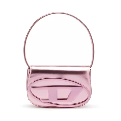 Diesel 1DR Shoulder Bag Mirrored Leather Pink