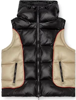 Order DIESEL 24FW Jaket Hoodie Vest Hitam/Beige Patchwork Logo Bersulam A144060DBCH-9XX