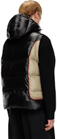 Shop DIESEL 24FW Jaket Hoodie Vest Hitam/Beige Patchwork Logo Bersulam A144060DBCH-9XX