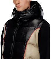 Details for DIESEL 24FW Jaket Hoodie Vest Hitam/Beige Patchwork Logo Bersulam A144060DBCH-9XX