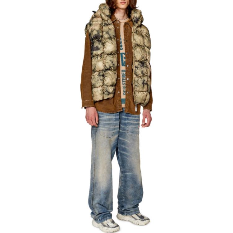 Lookbook DIESEL Beige Tie-Dye Vest Lengan Tanpa Hud Zip untuk Lelaki/Wanita. A095200DGAN-7BD