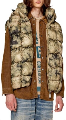 DIESEL Beige Tie-Dye Sleeveless Hooded Zip Vest. A095200DGAN-7BD Shop DIESEL Beige Tie-Dye Sleeveless Hooded Zip Vest. A095200DGAN-7BD