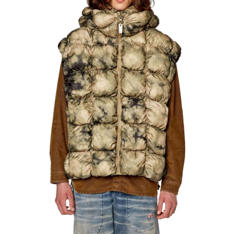 Details for DIESEL Beige Tie-Dye Vest Lengan Tanpa Hud Zip untuk Lelaki/Wanita. A095200DGAN-7BD