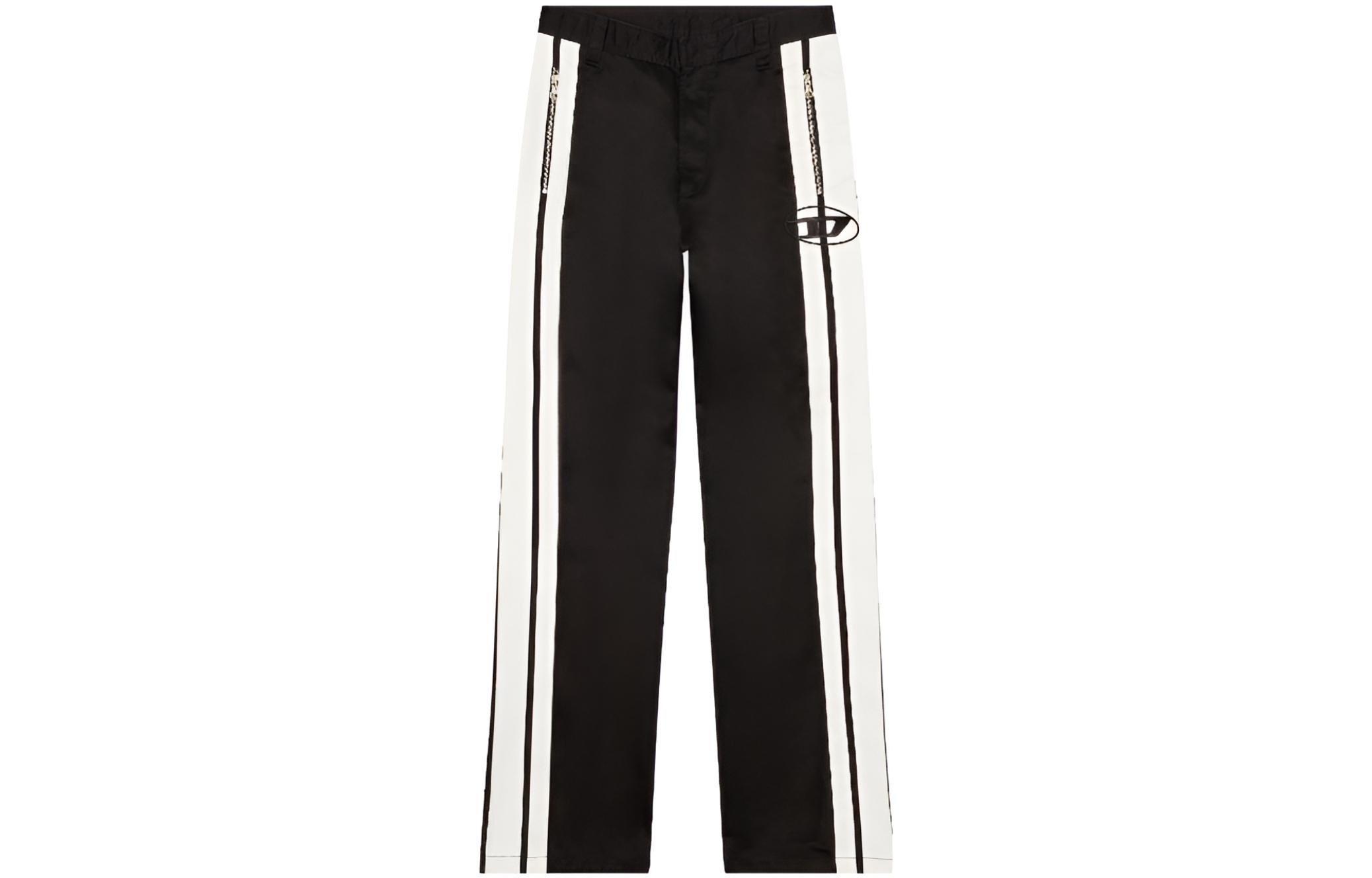 DIESEL  Black and White Knit Joggers with Colorblock Stripe Detail A104870HYZI