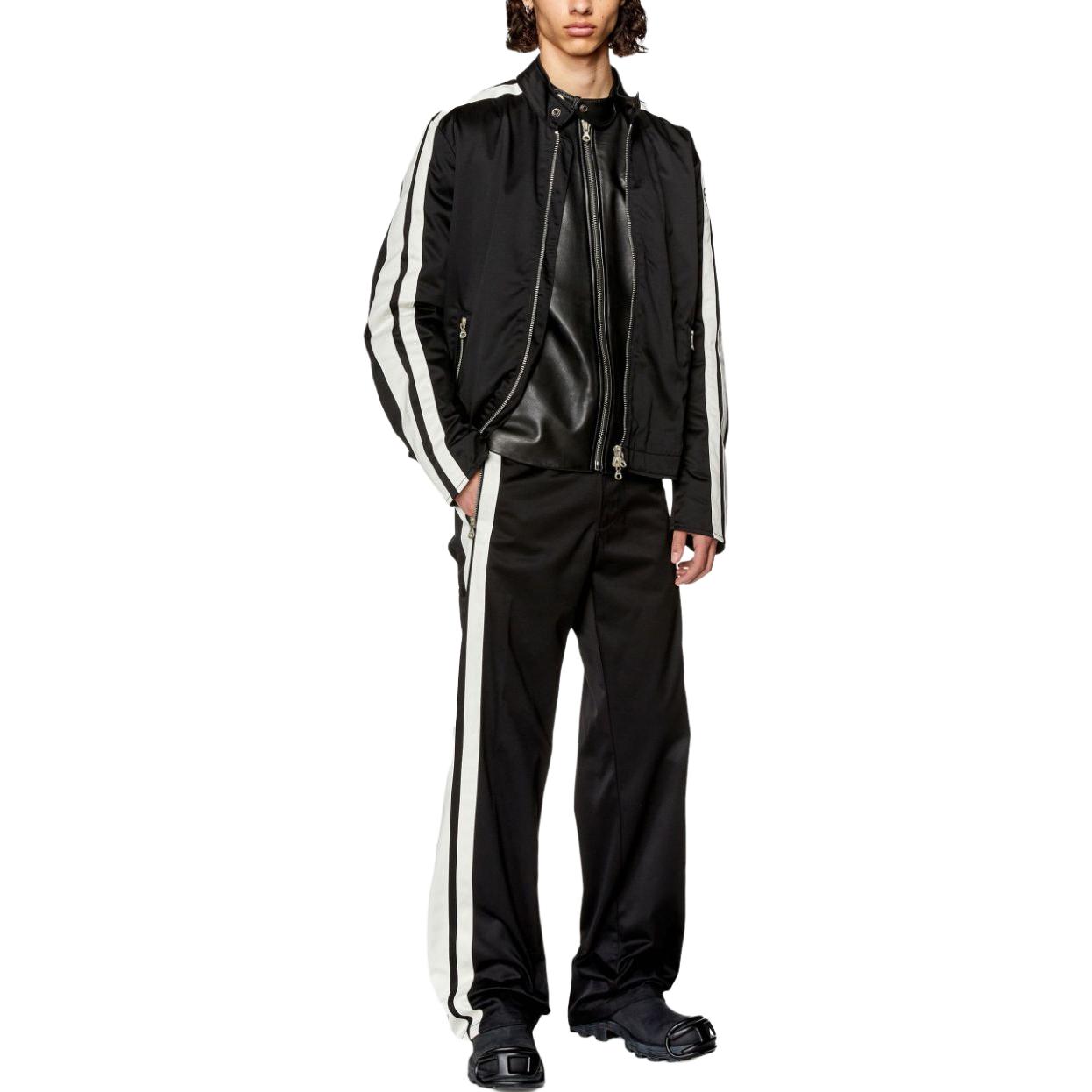 Lookbook DIESEL Jogger Rajut Hitam Putih dengan Detail Garis Warna. A104870HYZI