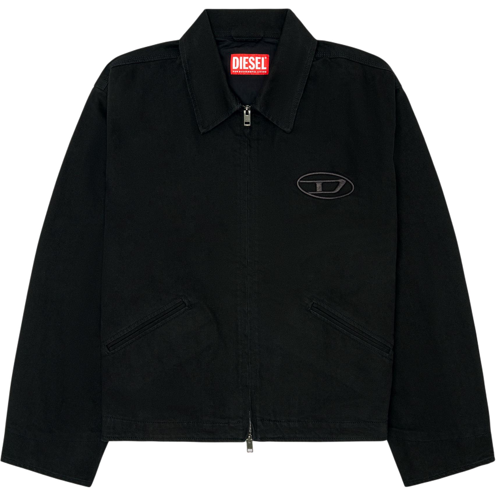 DIESEL  Black Barn Stitch Embroidered Distressed Patch Loose Jacket. A141470LIBQ-9XX