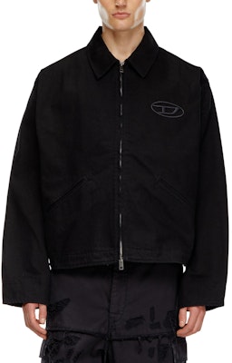 DIESEL Black Barn Stitch Embroidered Distressed Patch Loose Jacket. A141470LIBQ-9XX Purchase DIESEL Black Barn Stitch Embroidered Distressed Patch Loose Jacket. A141470LIBQ-9XX