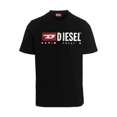 DIESEL Black Crew Neck T-Shirt with Logo Print A114210BLAP-900