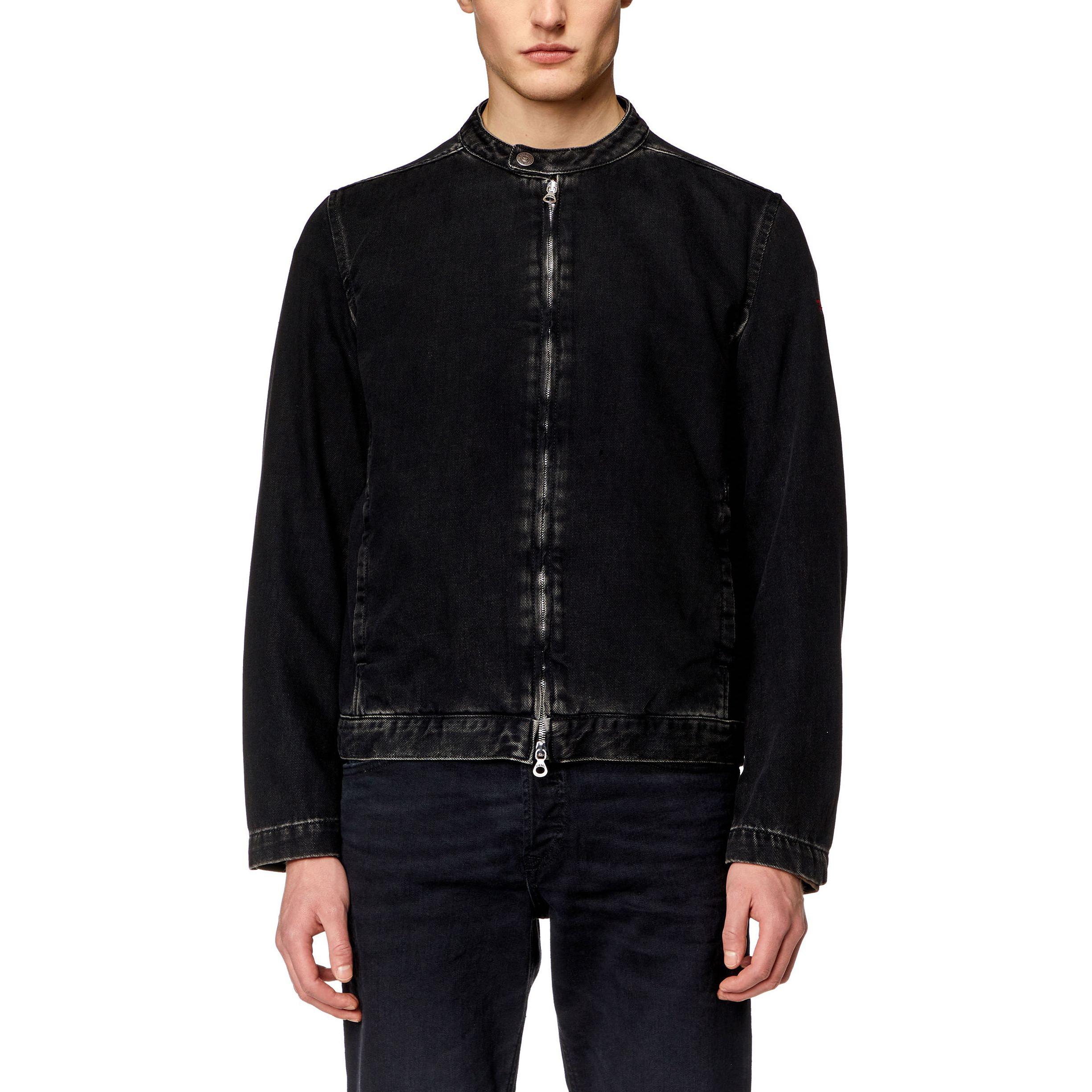 Lookbook DIESEL  Black Denim Jacket with Washed Zipper and Embroidered Lettering. A1157409I35-02