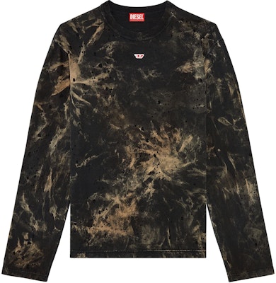 DIESEL Black Distressed Dyed Long-Sleeve Pullover Comfort T-Shirt. A133840KLAC-9XXA Order DIESEL Black Distressed Dyed Long-Sleeve Pullover Comfort T-Shirt. A133840KLAC-9XXA