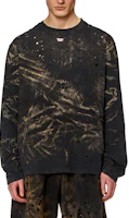 Shop DIESEL ブラック ディストレスト ダイ ロングスリーブ プルオーバー Tシャツ. A133840KLAC-9XXA
