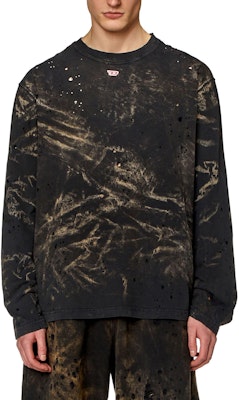 DIESEL Black Distressed Dyed Long-Sleeve Pullover Comfort T-Shirt. A133840KLAC-9XXA Shop DIESEL Black Distressed Dyed Long-Sleeve Pullover Comfort T-Shirt. A133840KLAC-9XXA