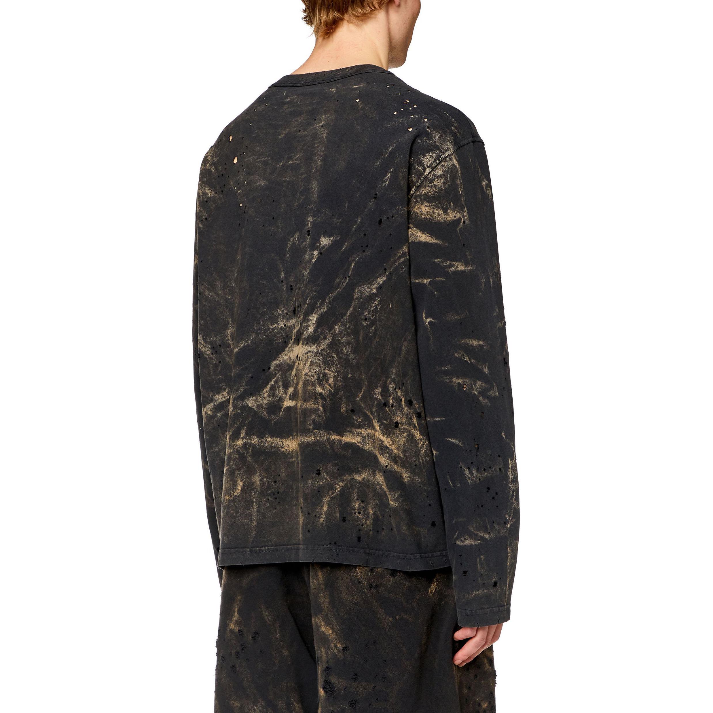 Purchase DIESEL  Black Distressed Dyed Long-Sleeve Pullover Comfort T-Shirt. A133840KLAC-9XXA