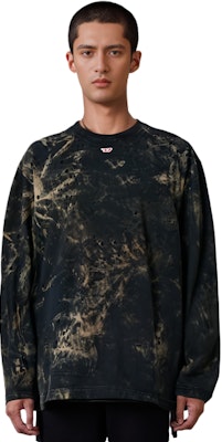DIESEL Black Distressed Dyed Long-Sleeve Pullover Comfort T-Shirt. A133840KLAC-9XXA 2