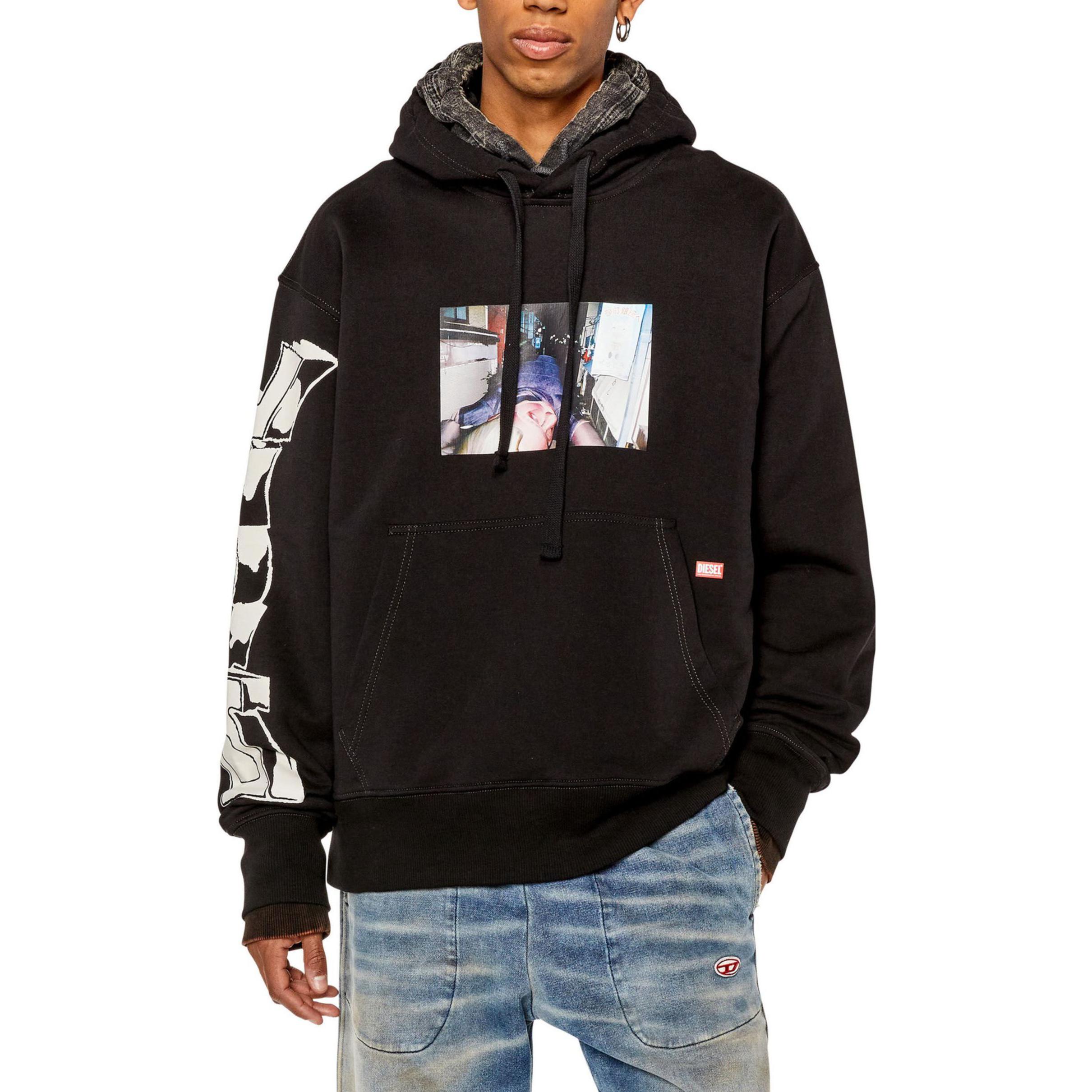 Lookbook DIESEL  Black Graphic Print Sweatshirt - Comfortable and Stylish A035920IEAX-9XX