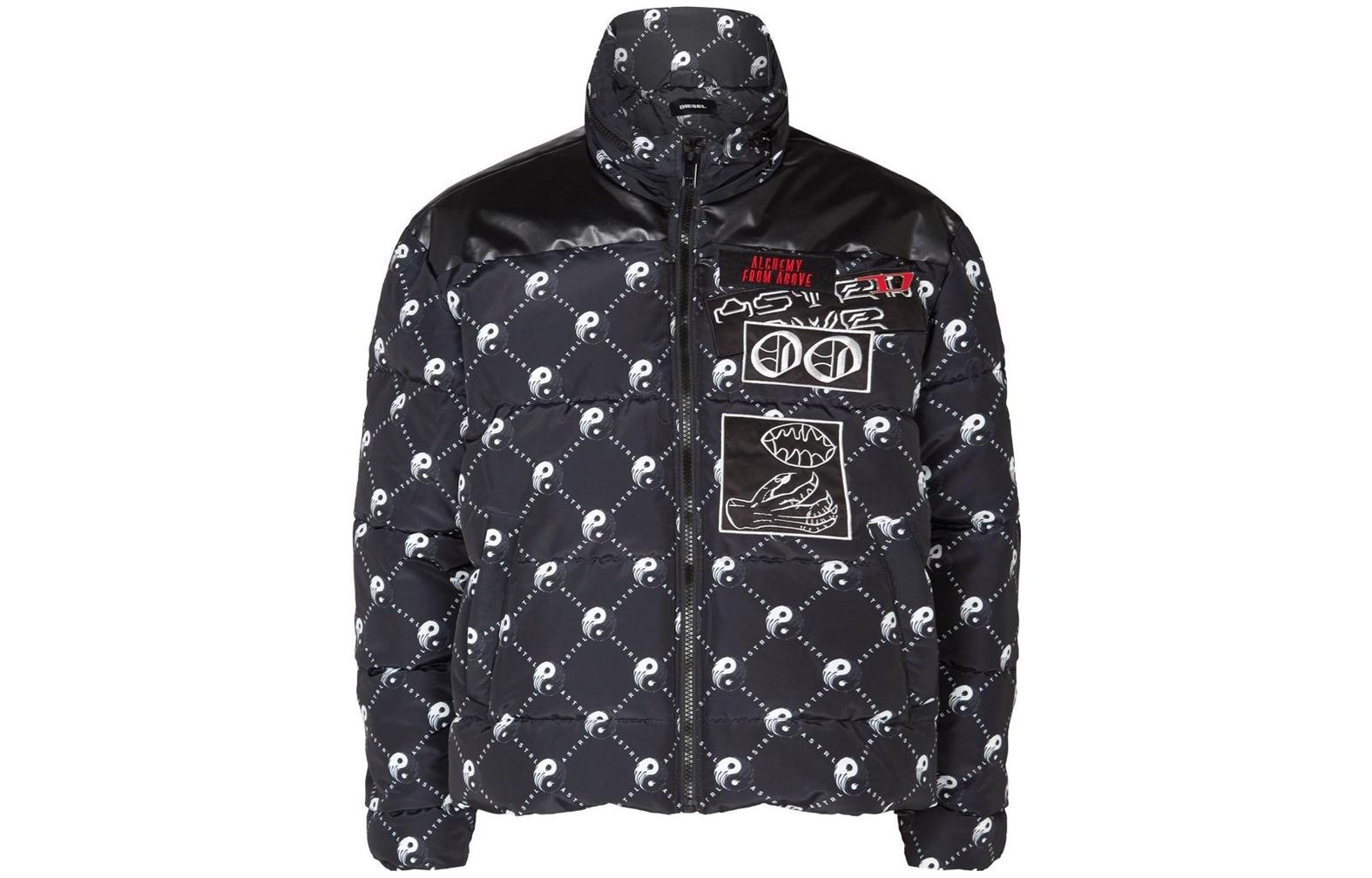 DIESEL  Black Graphic Print Zip-Up Cotton Jacket 00SYIF0NAZD