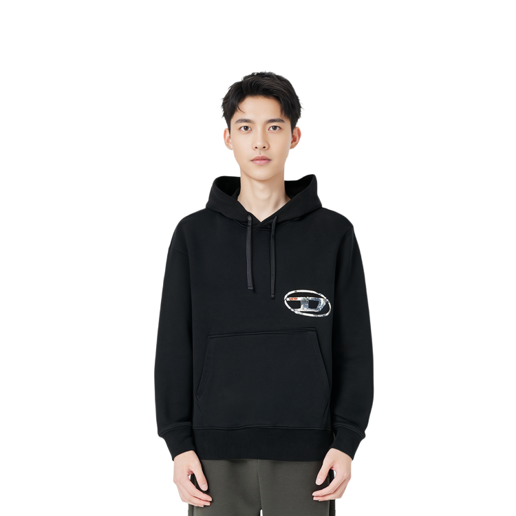 Sizing DIESEL Sudadera Negra con Estampado de Logo Diseño Casual. A110800JFAV