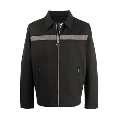 DIESEL Black Long Sleeve Jacket with Logo Print. A036740NUNB9XX