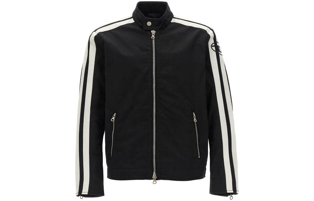 Order DIESEL Jaket Lengan Panjang Hitam dengan Kolar Berdiri dan Zip Depan A104860HYZI9XX