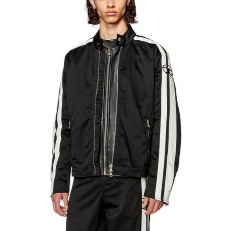 Purchase DIESEL Jaket Lengan Panjang Hitam dengan Kolar Berdiri dan Zip Depan A104860HYZI9XX