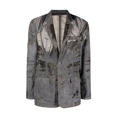 DIESEL Black Mesh Splicing Long Sleeve Blazer Jacket A12555007T7-BLACK