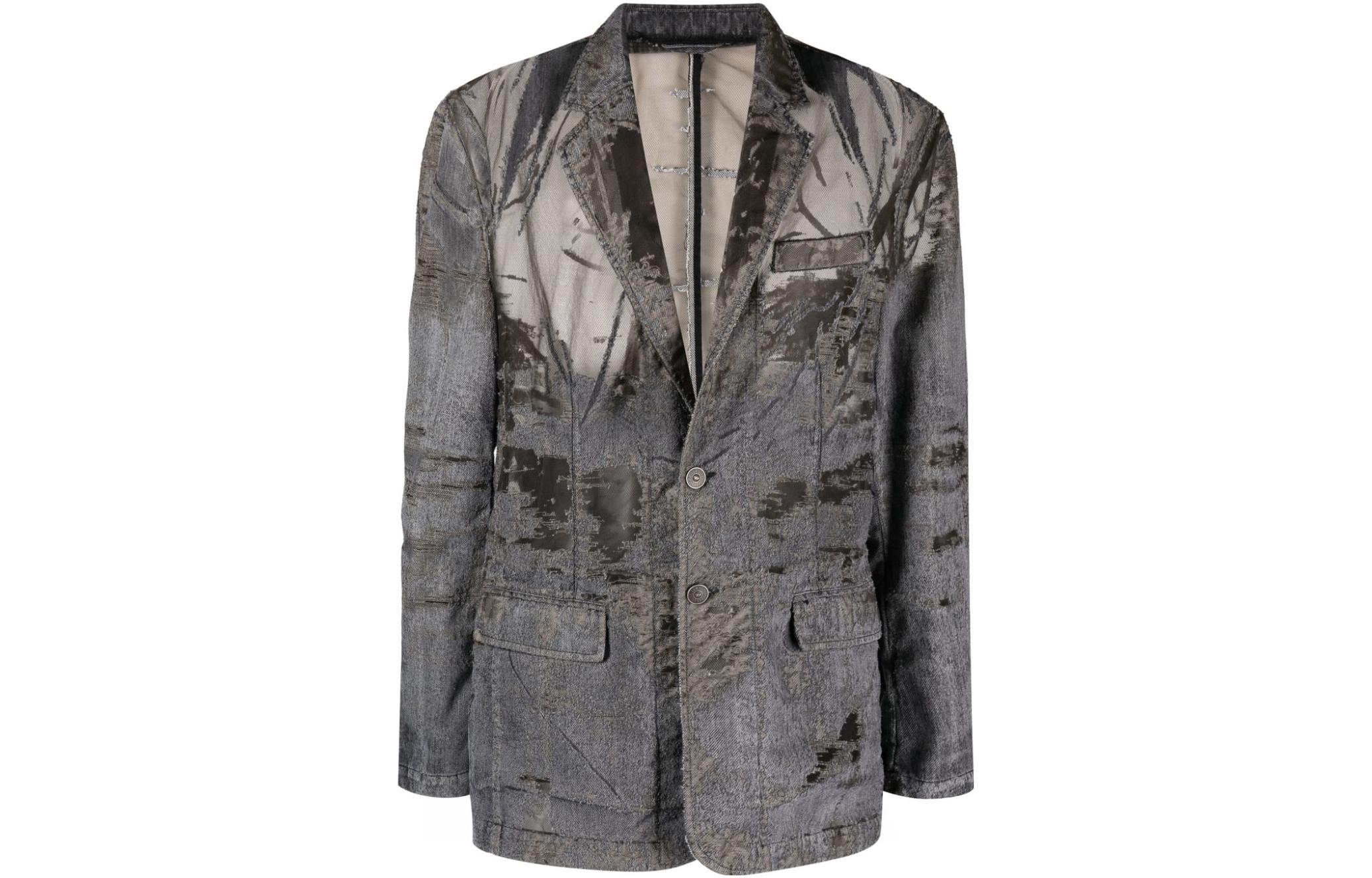 Order DIESEL 黑色网眼拼接长袖西装夹克 A12555007T7-BLACK