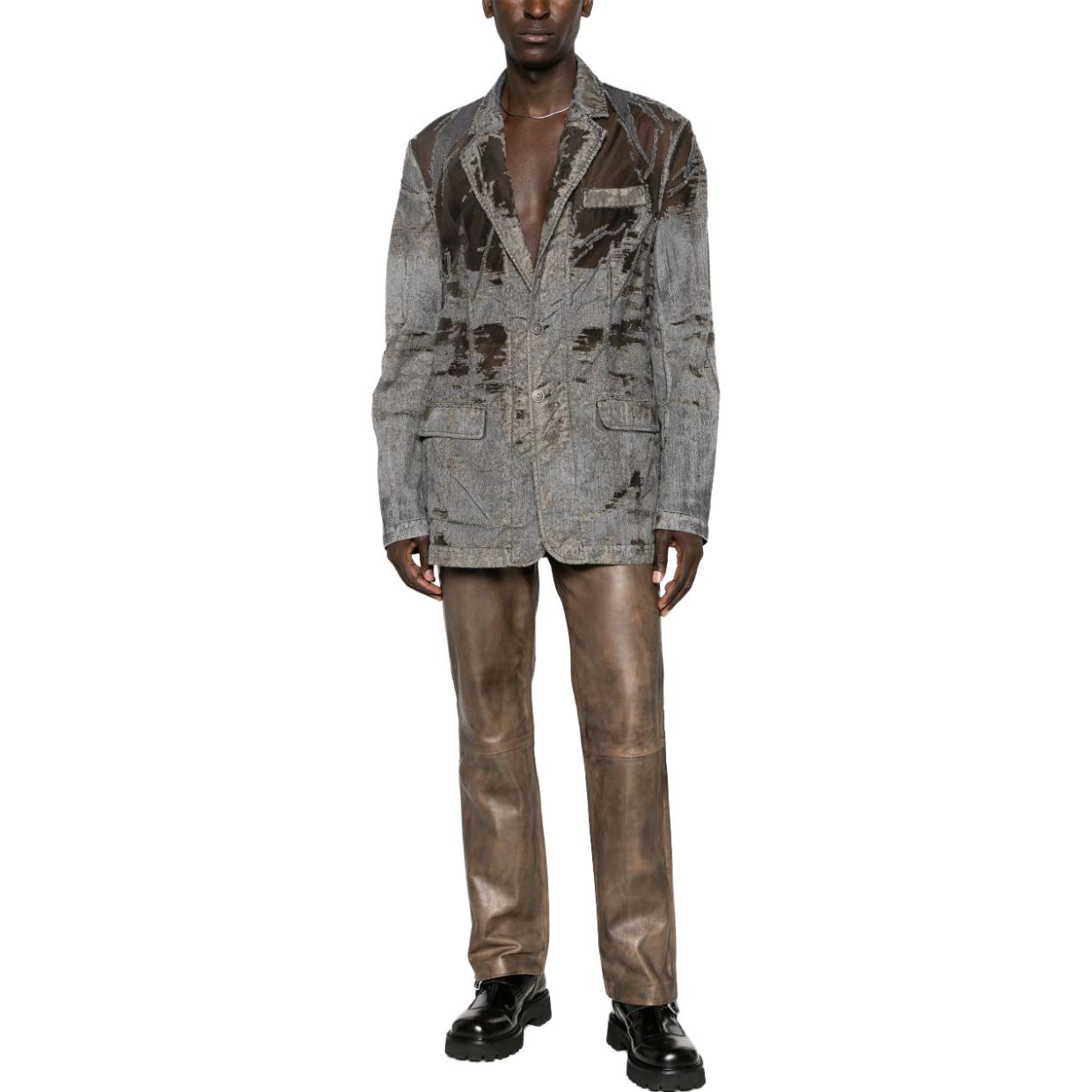 Lookbook DIESEL 黑色网眼拼接长袖西装夹克 A12555007T7-BLACK