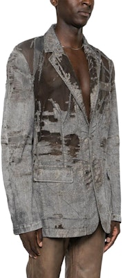 DIESEL 黑色网眼拼接长袖西装夹克 A12555007T7-BLACK Shop DIESEL 黑色网眼拼接长袖西装夹克 A12555007T7-BLACK