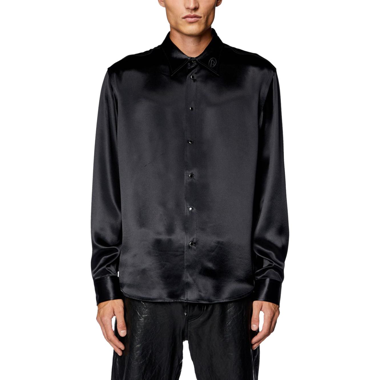 Lookbook 디젤 블랙 오버사이즈 컴피 롱슬리브 솔리드 셔츠 자켓 A132950QIAP-BLACK