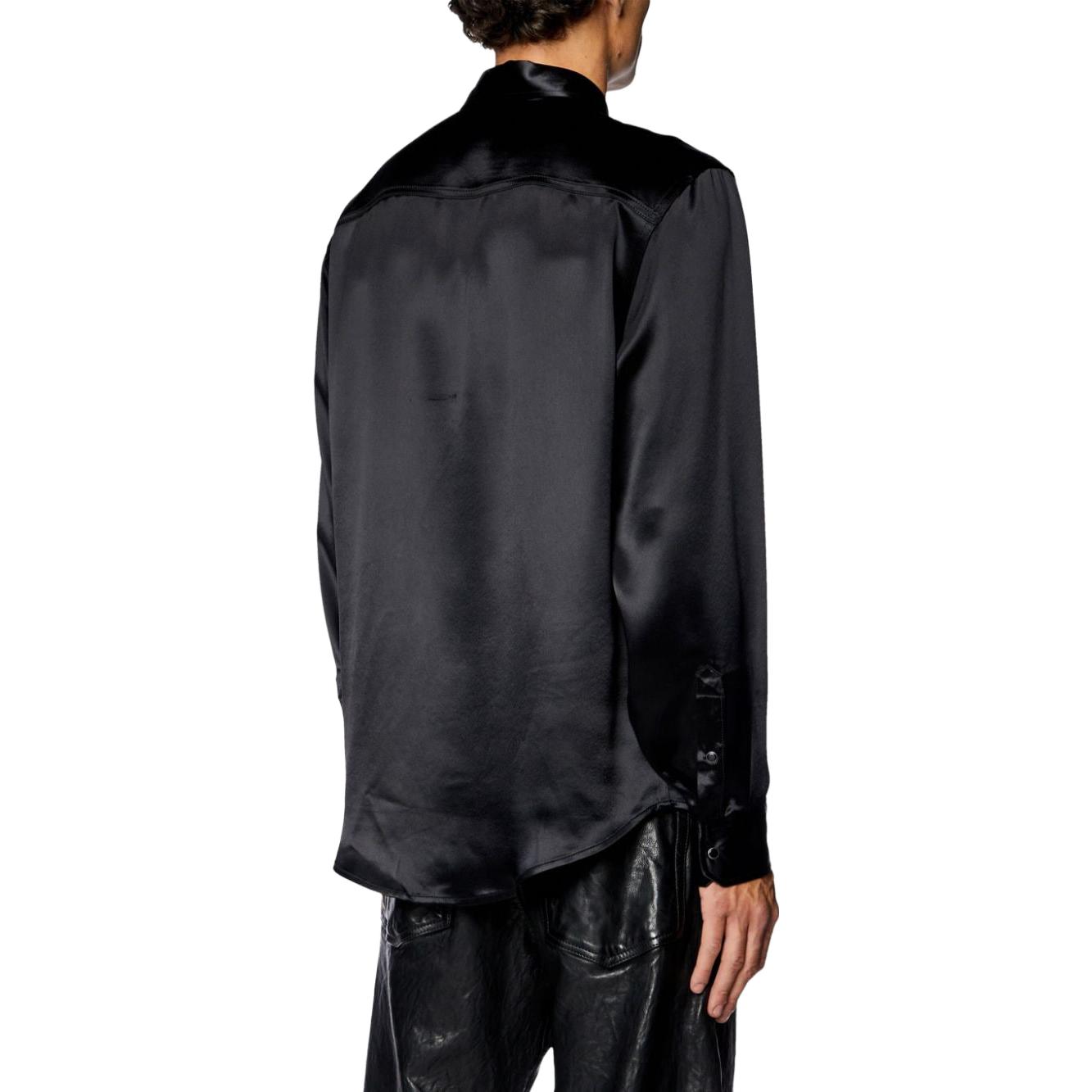 Shop 디젤 블랙 오버사이즈 컴피 롱슬리브 솔리드 셔츠 자켓 A132950QIAP-BLACK