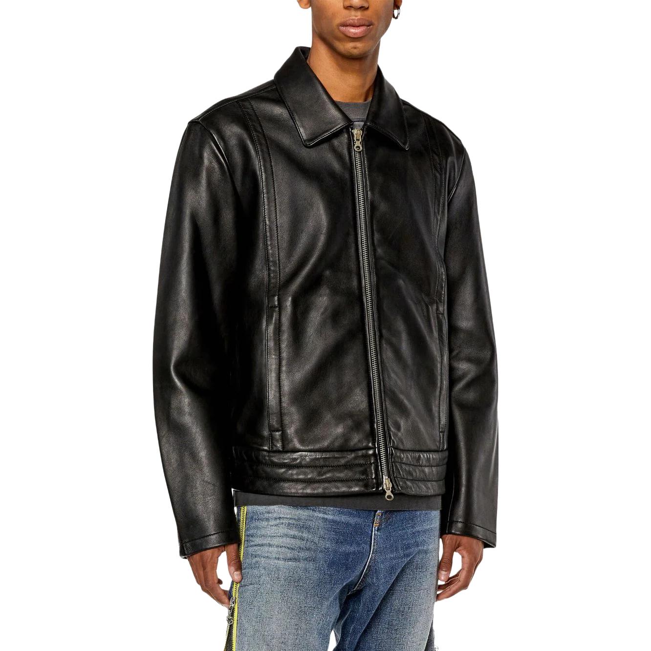 Purchase 디젤 블랙 슬림핏 긴팔 집업 칼라 재킷. A105140WFAN9XX