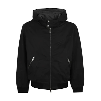 DIESEL Black Solid Color Hooded Zip Jacket with Side Pockets. A143060CHBP-9XX
