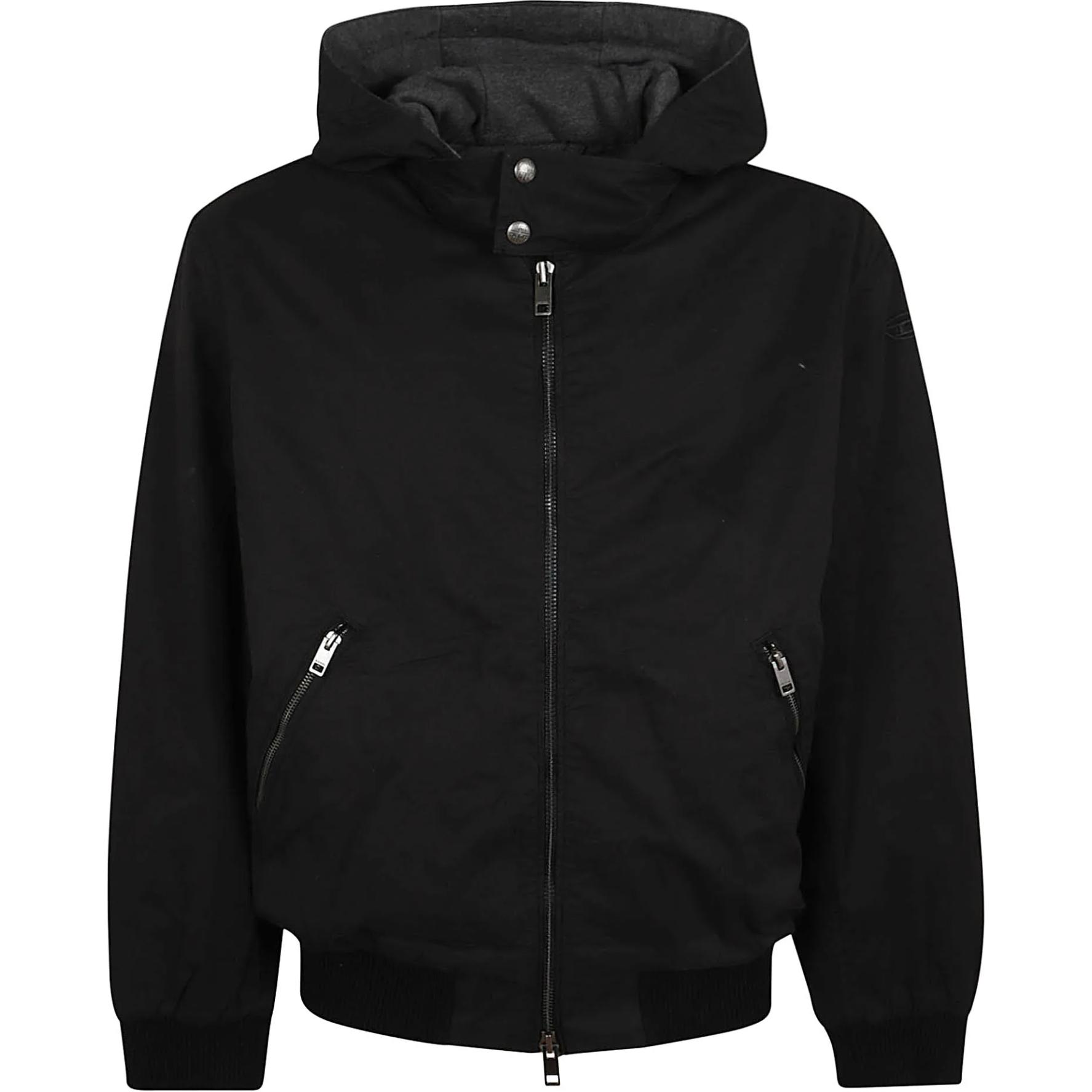 Order DIESEL 黑色連帽拉鍊外套附側口袋 A143060CHBP-9XX