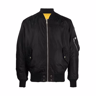 DIESEL Black Solid Color Logo Patch Zipper Jacket A062900KBAT9XX
