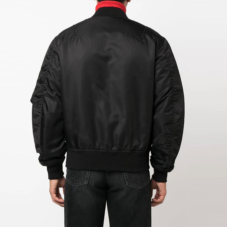 Shop DIESEL 黑色纯色标志贴拉链夹克 A062900KBAT9XX