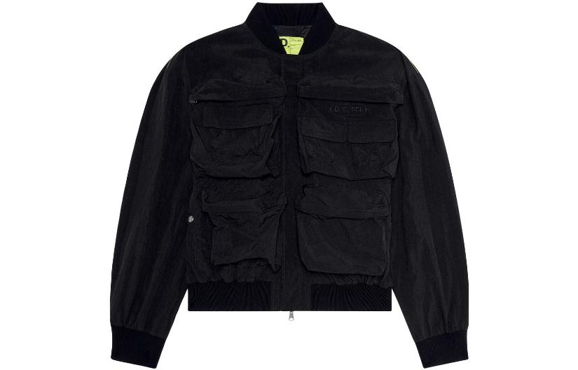 Order DIESEL Jaket Hitam Loose Fit Resleting Depan A105020HJAE9XX