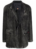 DIESEL Black Solid Single-Breasted Denim Blazer Jacket. A0407009B8702 DIESEL Black Solid Single-Breasted Denim Blazer Jacket. A0407009B8702